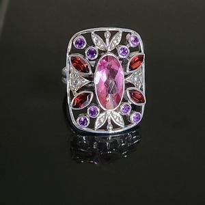 Nicky Butler 925 Sterling Silver Pink Quartz Garnet Designer Gemstone Ring NWT